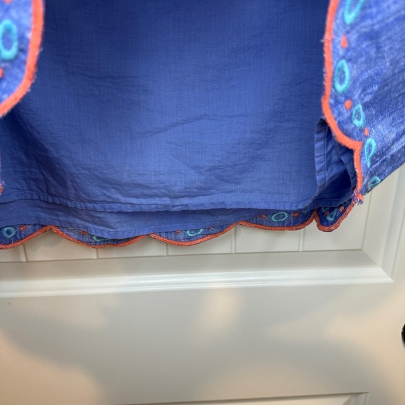 Talbots Linen Cotton Skirt with Beautiful Floral Embroidery - Picture 6 of 11